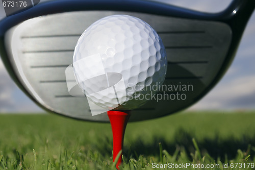 Image of  Golf club and ball in grass