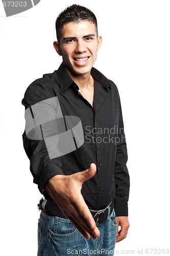 Image of Hispanic businessman handshake