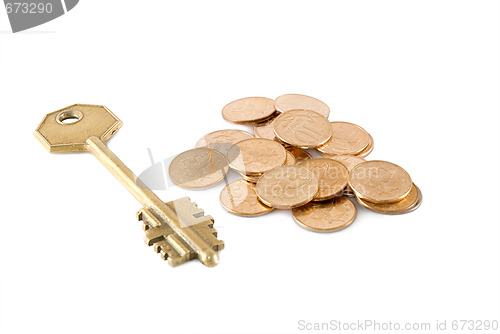 Image of Coins and a key