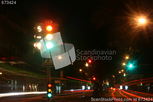 Image of Traffic lighit in night