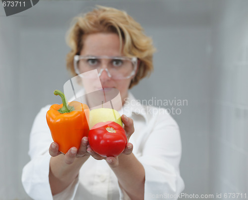 Image of Female Scientist Offering Natural Food