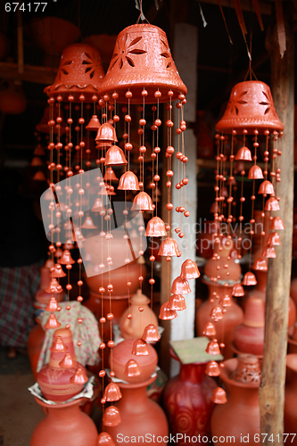 Image of Handicraft pottery wind chimes