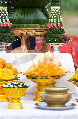 Image of Thai sweets at a Buddhist ceremony