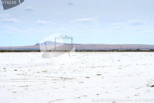 Image of salty lake Baskunchak,Russia