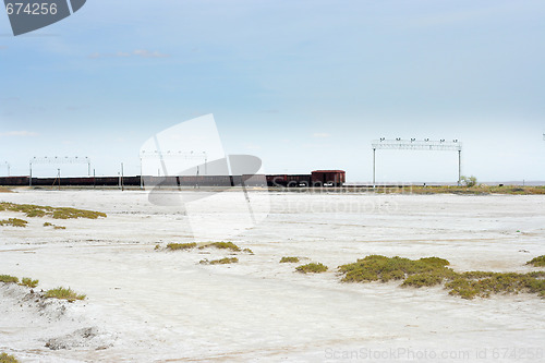 Image of salty lake Baskunchak,Russia