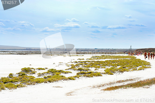 Image of salty lake Baskunchak,Russia