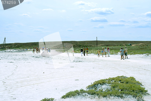 Image of salty lake Baskunchak,Russia