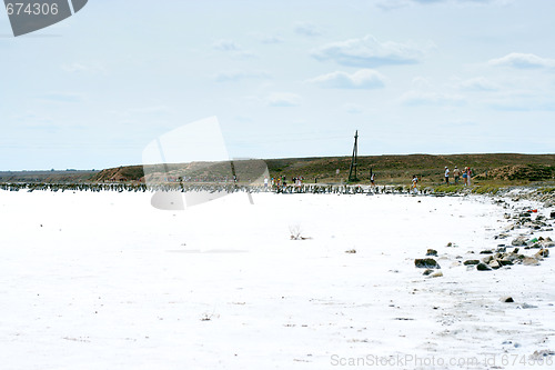 Image of salty lake Baskunchak,Russia