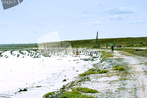 Image of salty lake Baskunchak,Russia