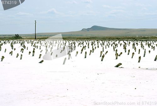 Image of salty lake Baskunchak,Russia