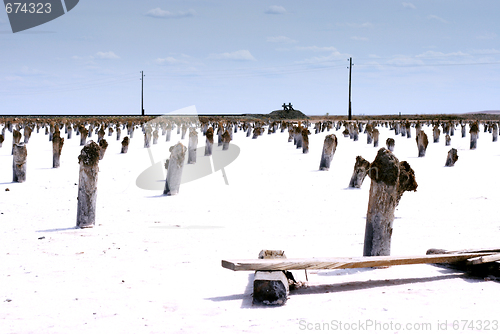 Image of salty lake Baskunchak,Russia