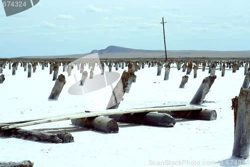 Image of salty lake Baskunchak,Russia