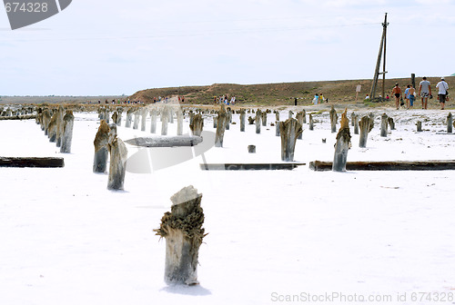 Image of salty lake Baskunchak,Russia