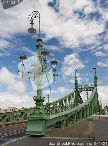 Image of lamp on freedom bridge in budapest