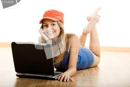 Image of Working on a laptop