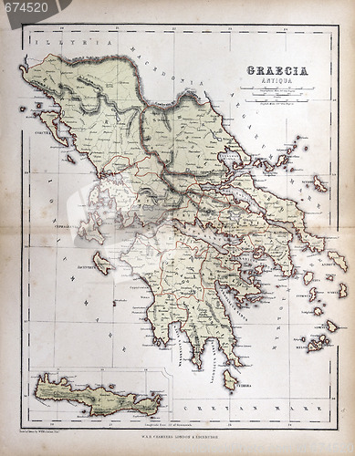 Image of Old map of Greece, 1870