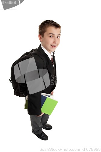 Image of High school boy with backpack bag