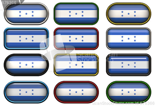 Image of twelve buttons of the Flag of Honduras