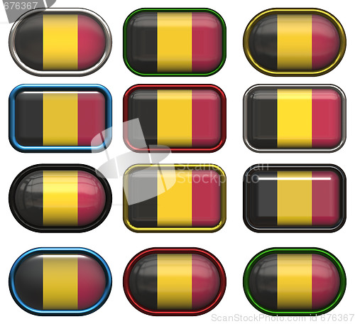 Image of twelve buttons of the Flag of Belgium