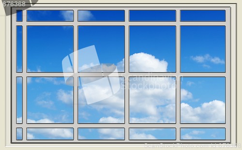 Image of perfect blue sky through the window