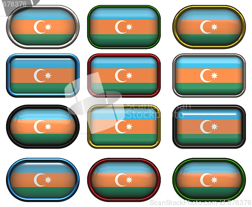 Image of twelve buttons of the Flag of aZerbaijan