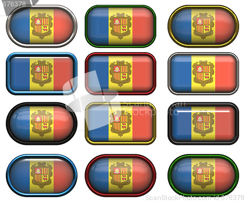 Image of twelve buttons of the Flag of andorra