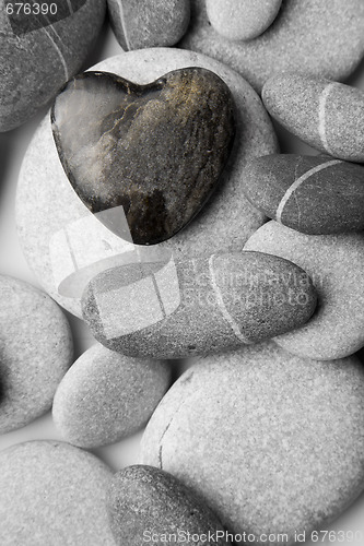 Image of Heart Shaped Pebble on the Beach