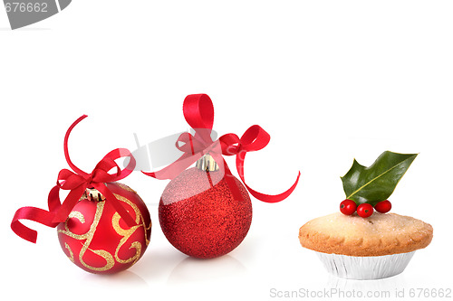 Image of  Christmas Baubles and Mince Pie