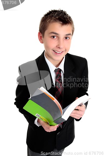 Image of Student with text book smiling