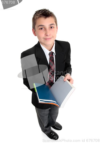 Image of Student with open text book