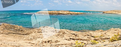 Image of Small island near the sea coast landscape