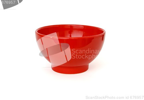 Image of Red porcelain bowl isolated