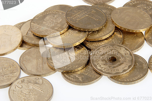 Image of coins on white