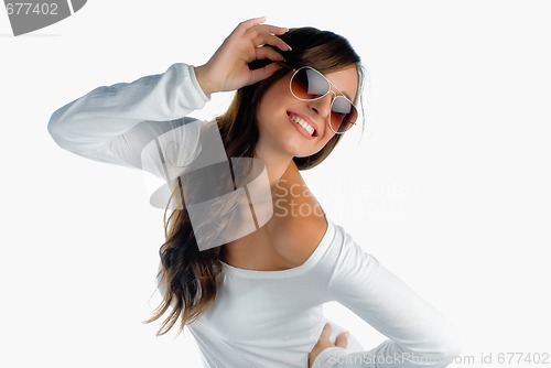 Image of Happy girl with sunglasses