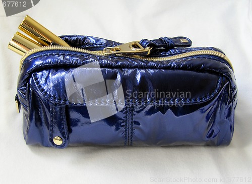 Image of Blue Makeup Bag on White