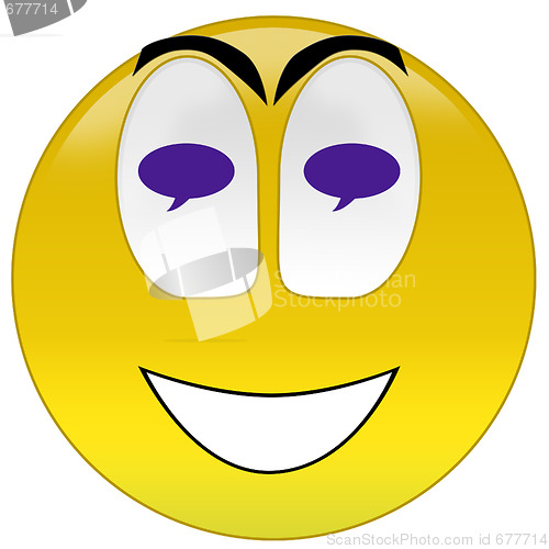 Image of Happy thinking or dreaming smiley 