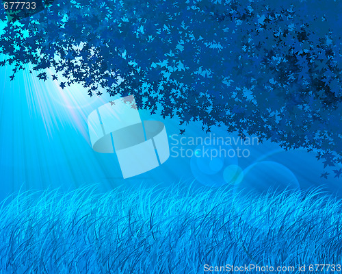 Image of Abstract blue forest background