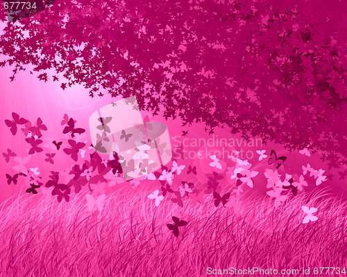 Image of Abstract pink forest background
