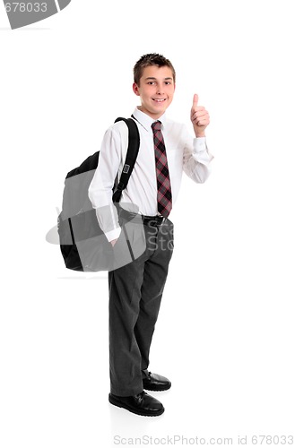 Image of High school student thumbs up hand sign