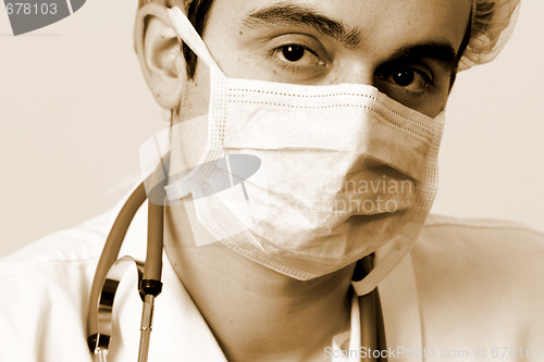 Image of Young doctor with stethoscope.