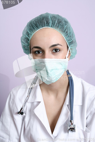 Image of Portrait of a young doctor with stethoscope.