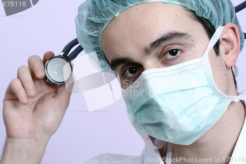 Image of Young doctor with stethoscope.