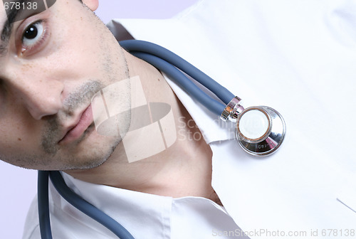 Image of Portrait of a young doctor with stethoscope.