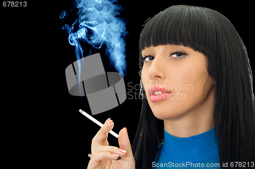 Image of Portrait of the pretty woman with a cigarette