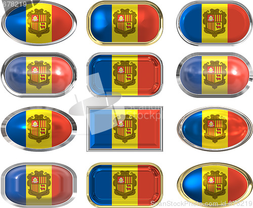 Image of twelve buttons of the Flag of andorra