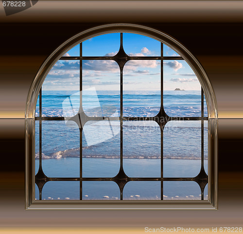 Image of beach through the window