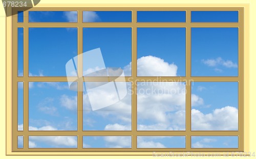 Image of perfect blue sky through the window