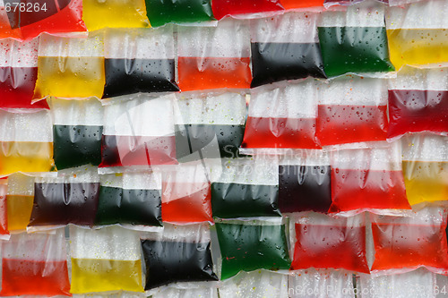 Image of Plastic bags filled with juice.