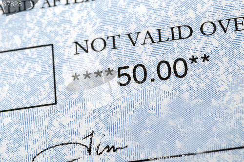 Image of fifty dollar check detail