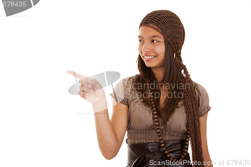 Image of teenager pointing to the copyspace